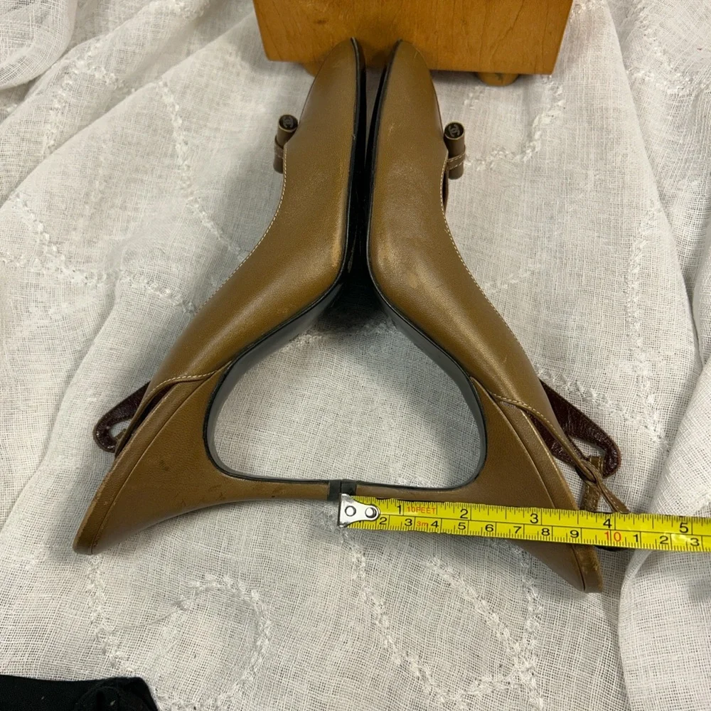 CHANEL authentic leather classic sling back heel with dust bag